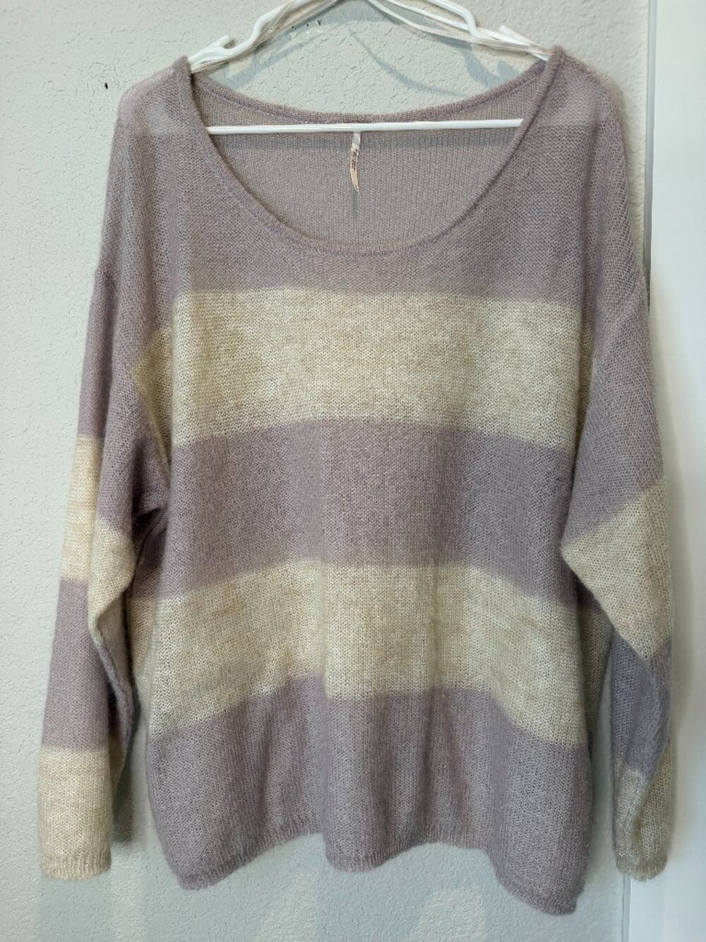 Free People Purple White Stripe Sweater Size Medium